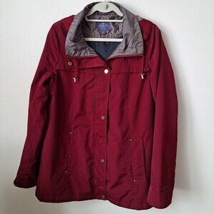 St. John's Bay Womens Coat Wine color Size M Lined Hooded Jacket